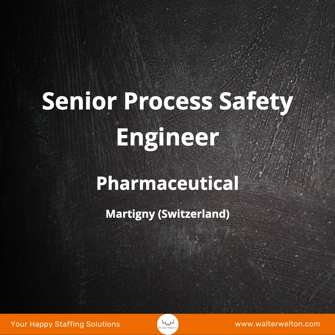 New Job - Senior Process Safety Engineer - Pharmaceutical
